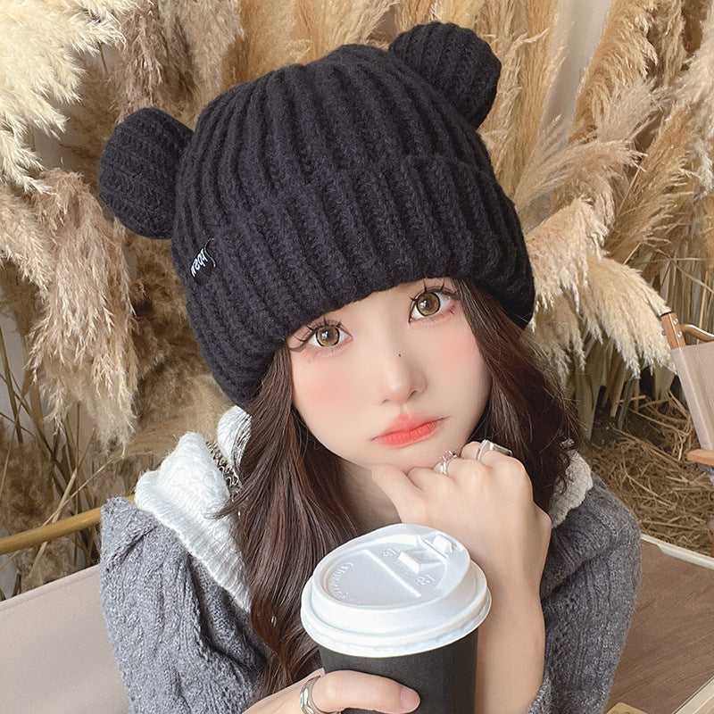 Women's Thickened Earflaps Knitted Hat Winter Cute Hats & Caps