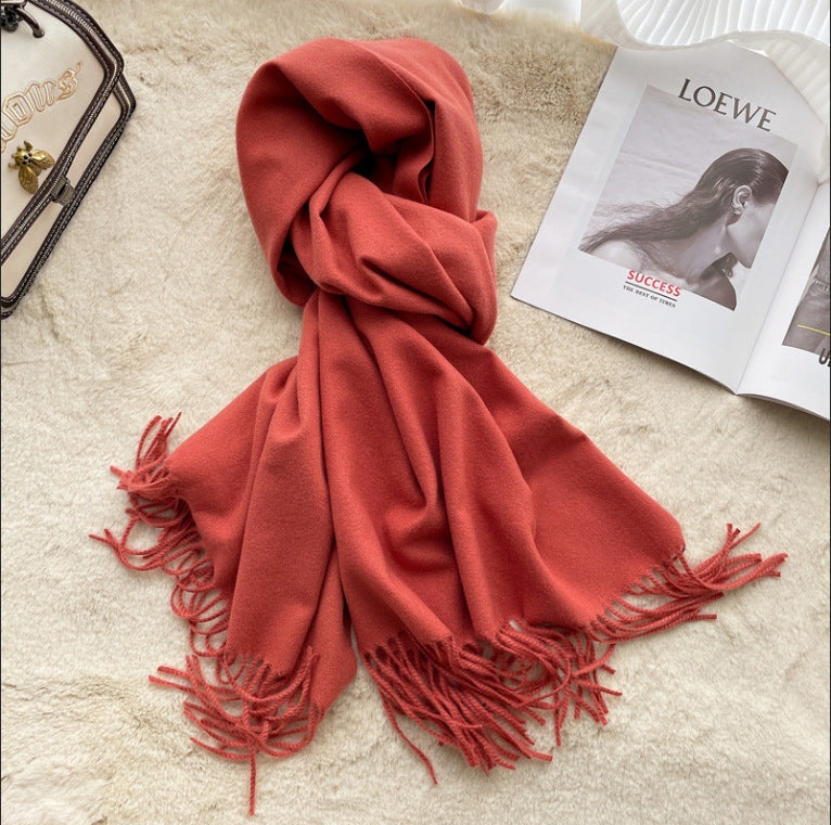 Women's & Men's Artificial Cashmere Pure Color Warm Keeping Shawl Thickened Scarfs