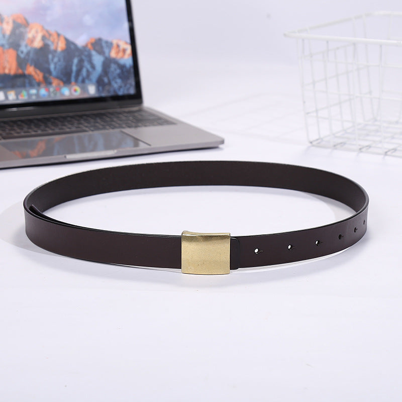 Women's Cowhide Dark Gold Bronze Hanging Buckle Belts