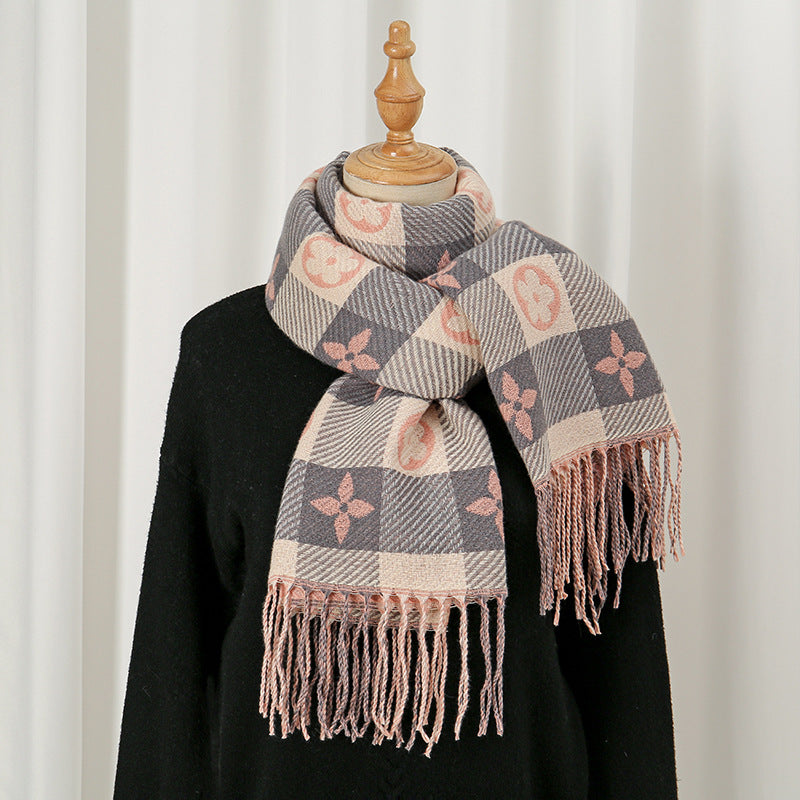 Women's Popular Mickey Plaid Artificial Cashmere Korean Scarfs