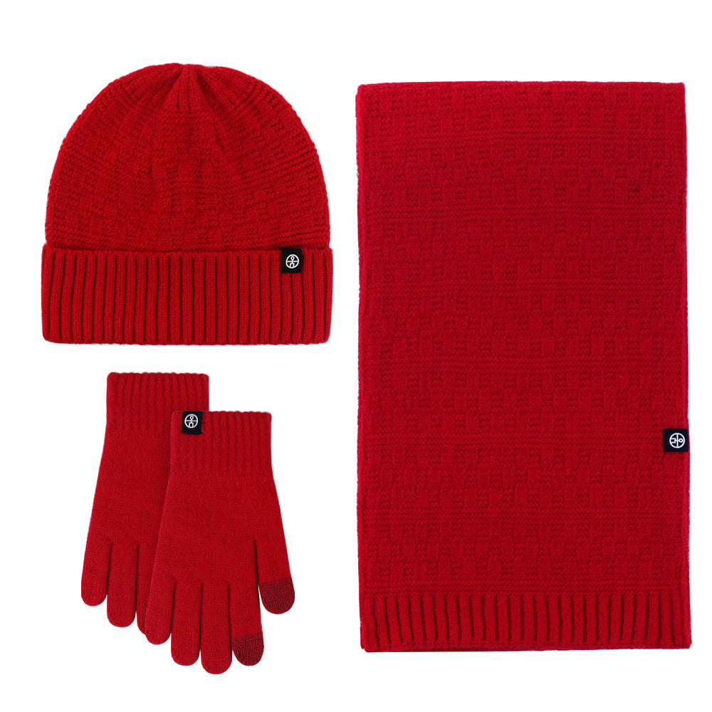 Women's Winter Touch Screen Knitted Double Layer Fleece-lined Five Gloves