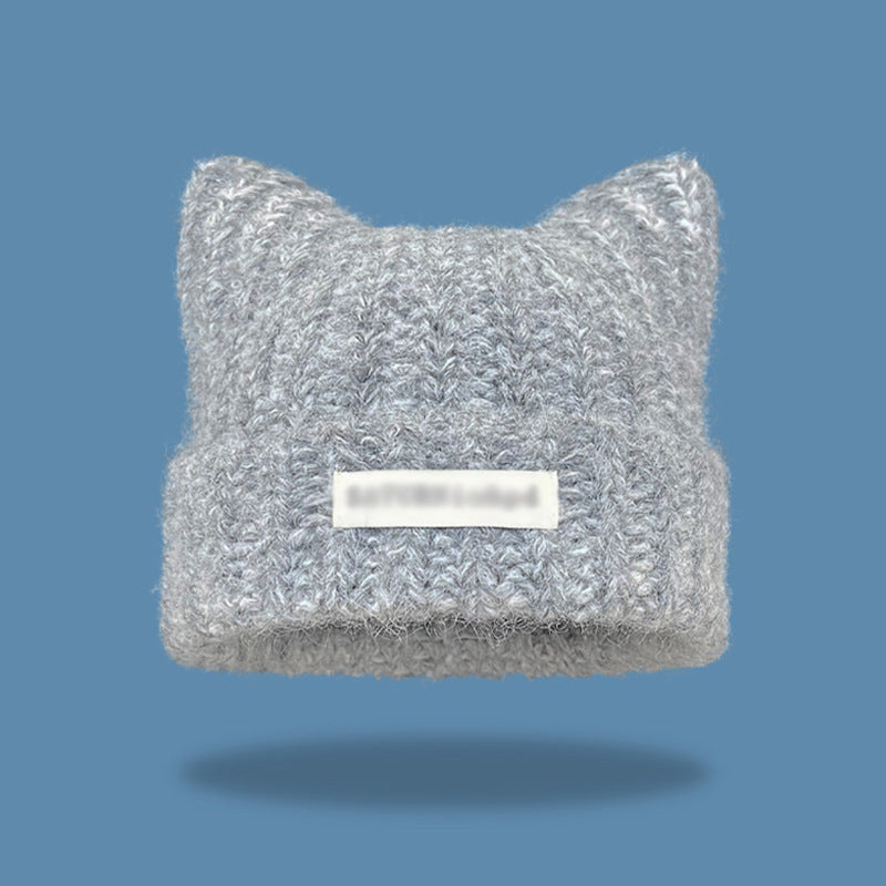 Women's Cute Cat Ears Gradient Knitted Woolen Hats & Caps