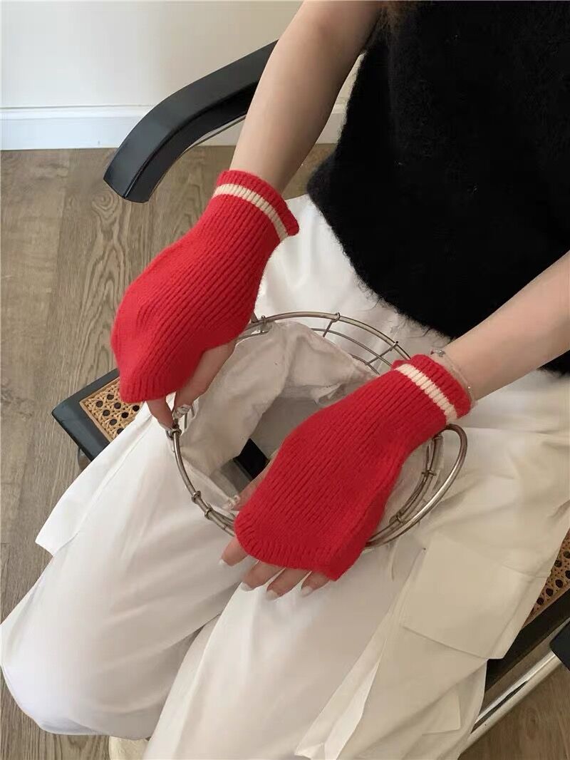 Women's Thickened Half Finger Wool Knitted Fingerless Gloves