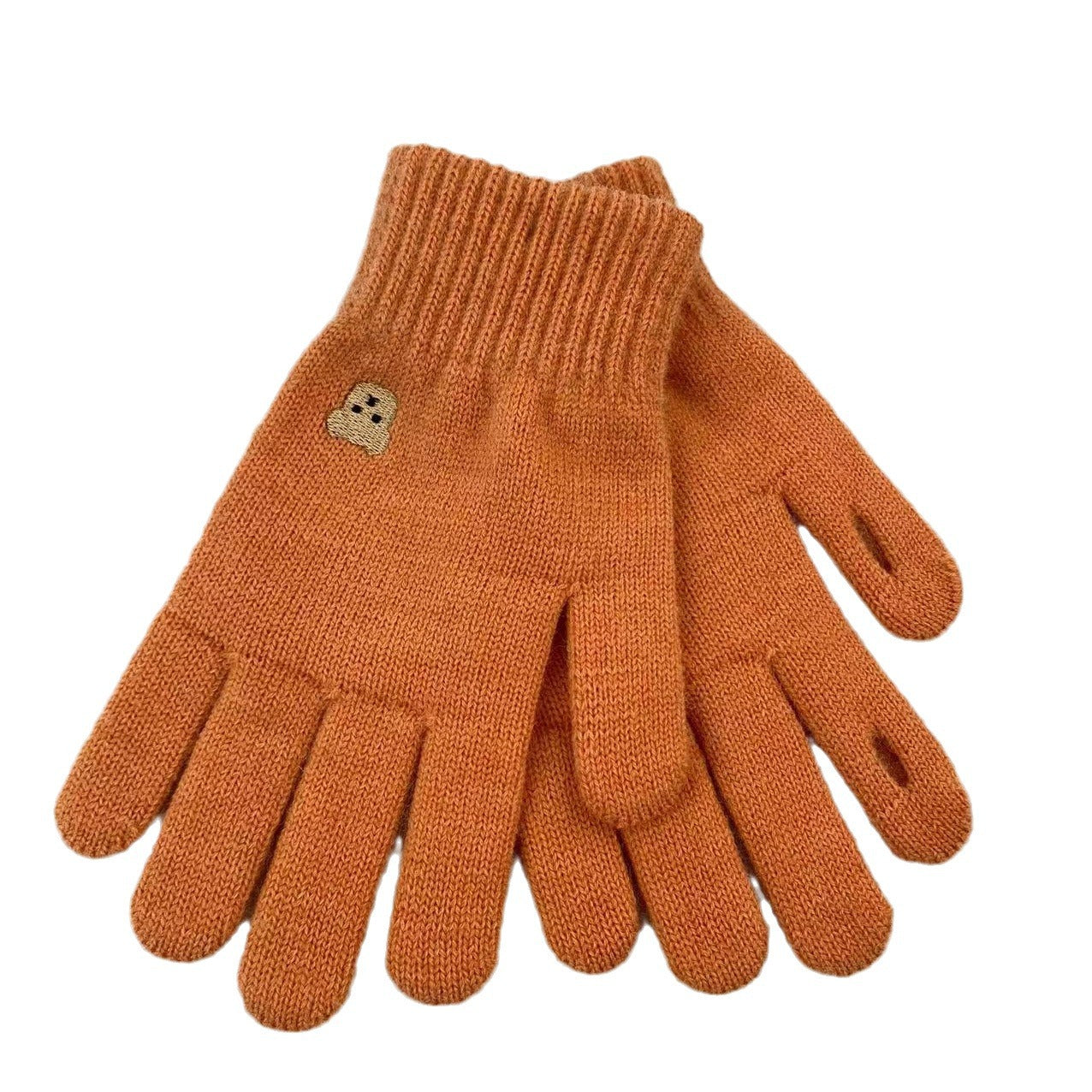 Screen Cute Solid Color Embroidery Split Finger Hole Leakage Gloves