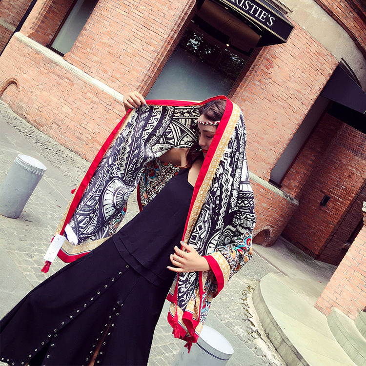 Ethnic Print Travel Outdoor Shawl Air-conditioned Scarfs