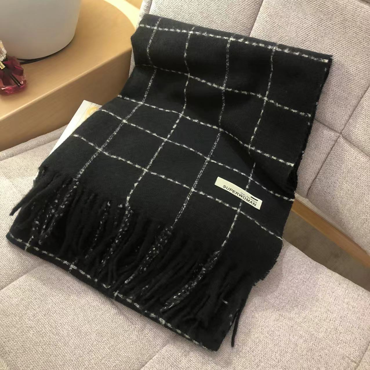 Women's Plaid Artificial Cashmere Thick Warm Shawl Scarfs