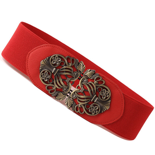 Women's Korean Style High Court Vintage Engraving Wide Belts