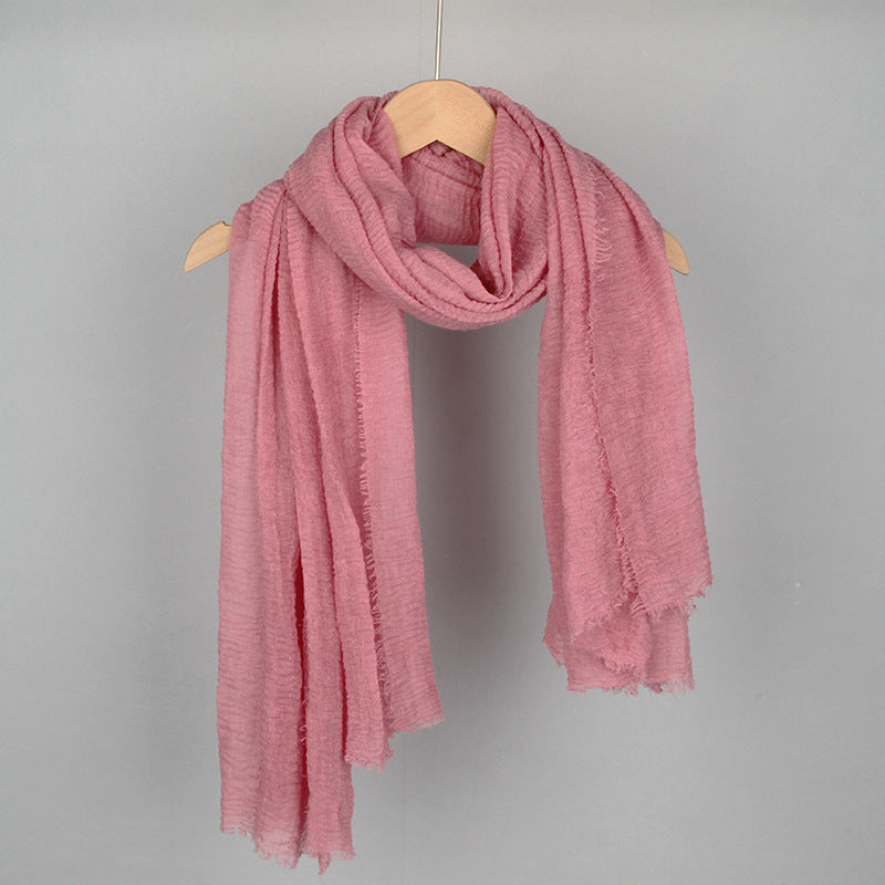 Women's Solid Color Cotton Linen Hair Towel Monochrome Scarfs