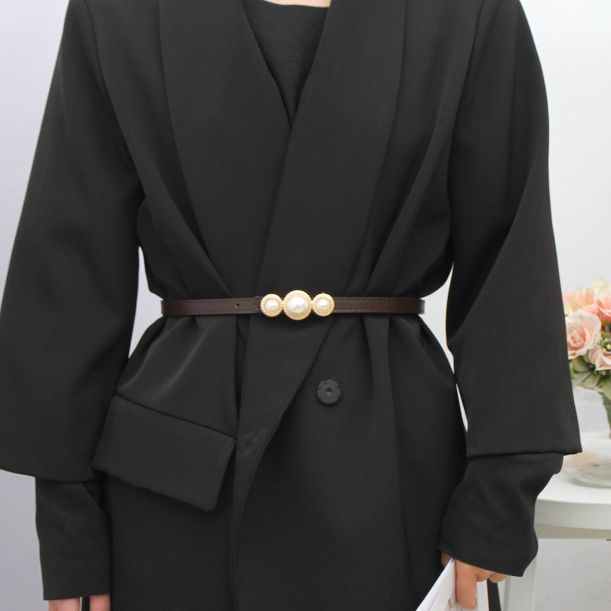 Women's Fine Decoration Dress High-grade With Suit Skirt Black Belts