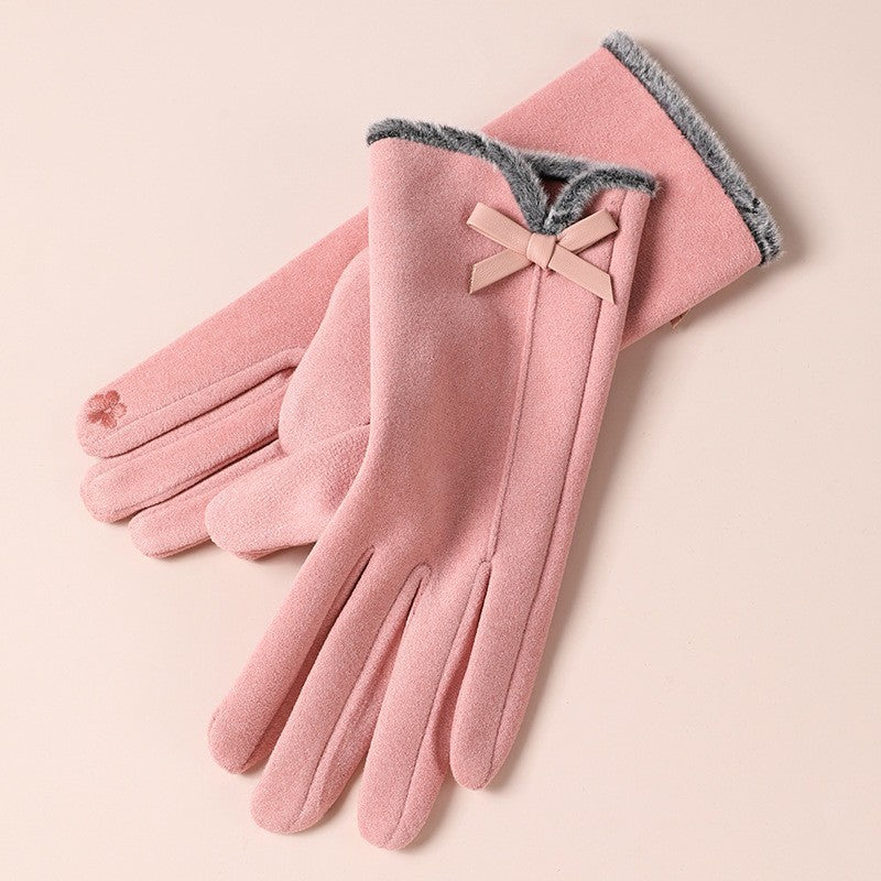 Women's Outdoor Sports Cycling Driving Elegant Fleece-lined Gloves