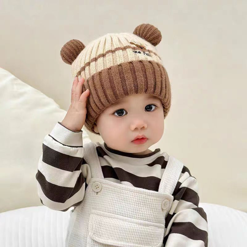 Winter Cute Cartoon Double Ball Woolen Boys Kids' Headwear