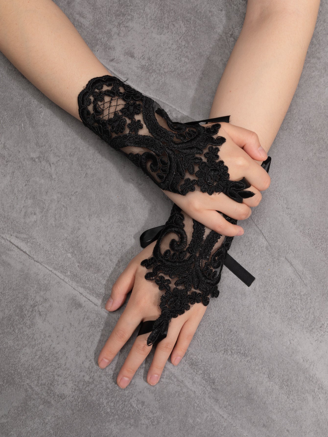 Party Ball Hook Finger Embroidered Lace Gloves