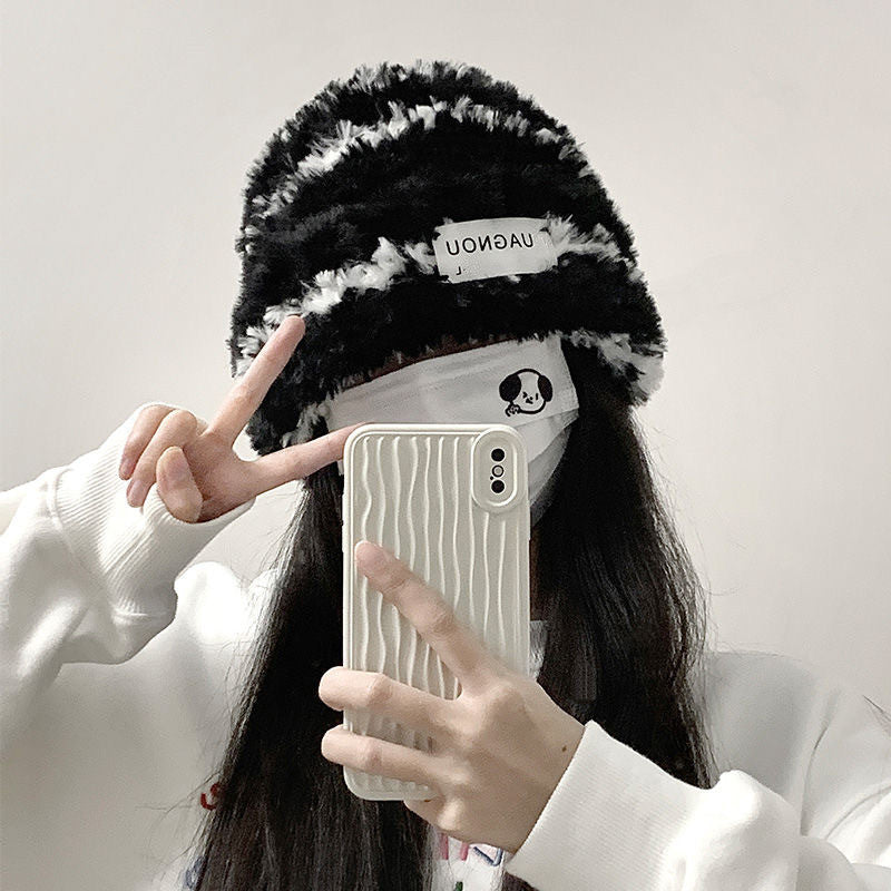 Women's Style Cute Winter Bear Plush Knitted Earflaps Hats & Caps