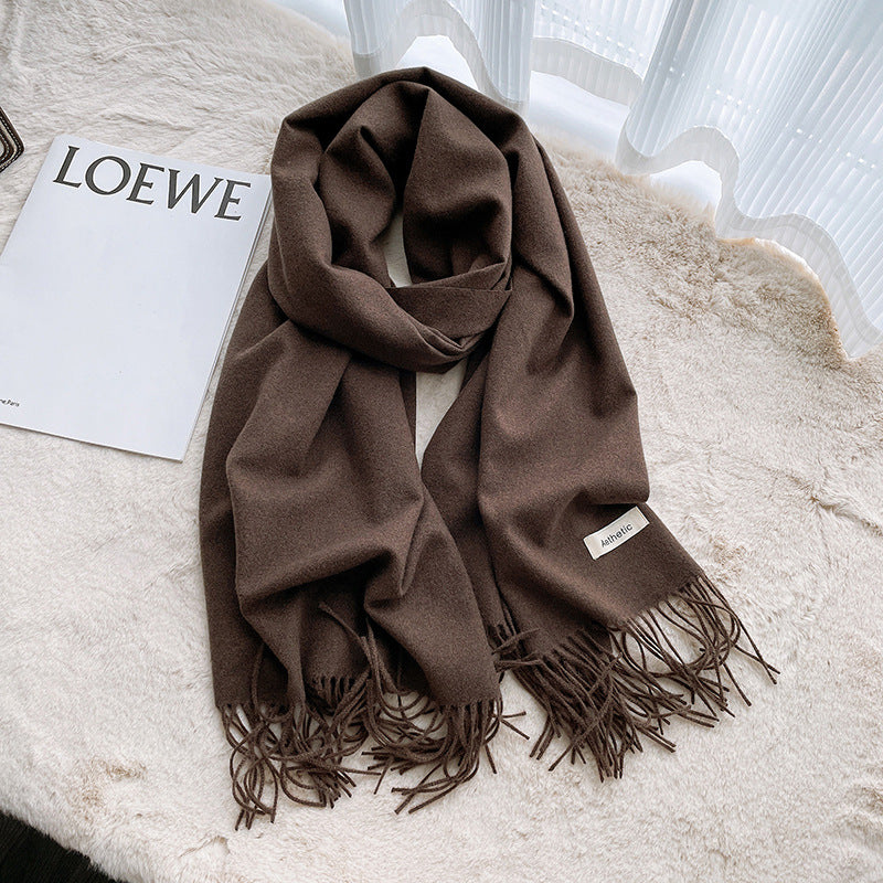 Women's & Men's Artificial Cashmere Pure Color Warm Keeping Shawl Thickened Scarfs