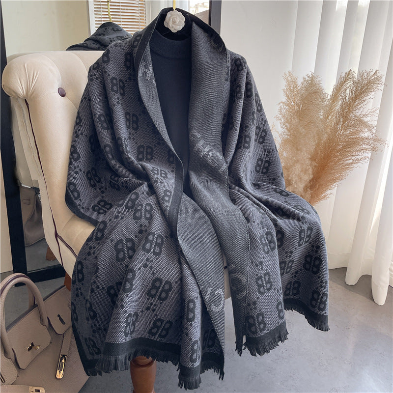 Women's Letter Outer Wear Cashmere Shawl Warm Scarfs