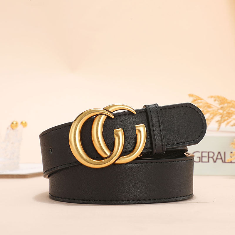 Women's Double-sided Cowhide Fashion Simple Smooth Buckle Belts