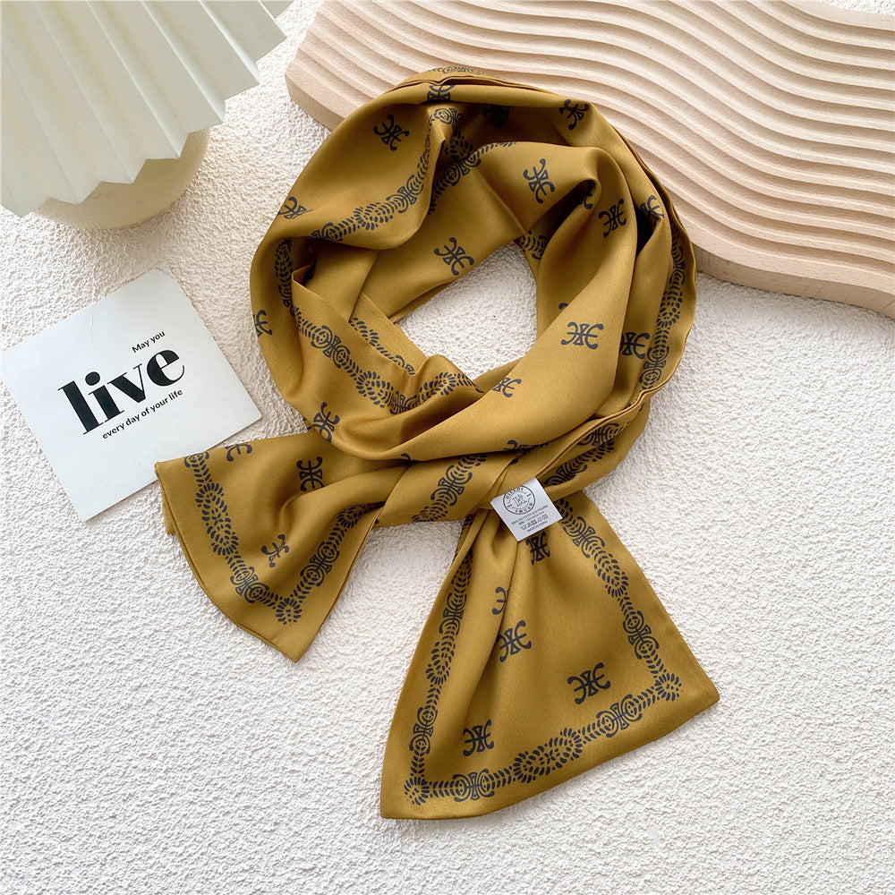 Women's Long Versatile Thin Decorative Ribbon Double-sided Scarfs