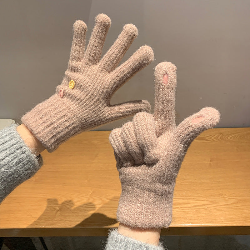 Women's Color Knitted For Winter Riding Cute Gloves