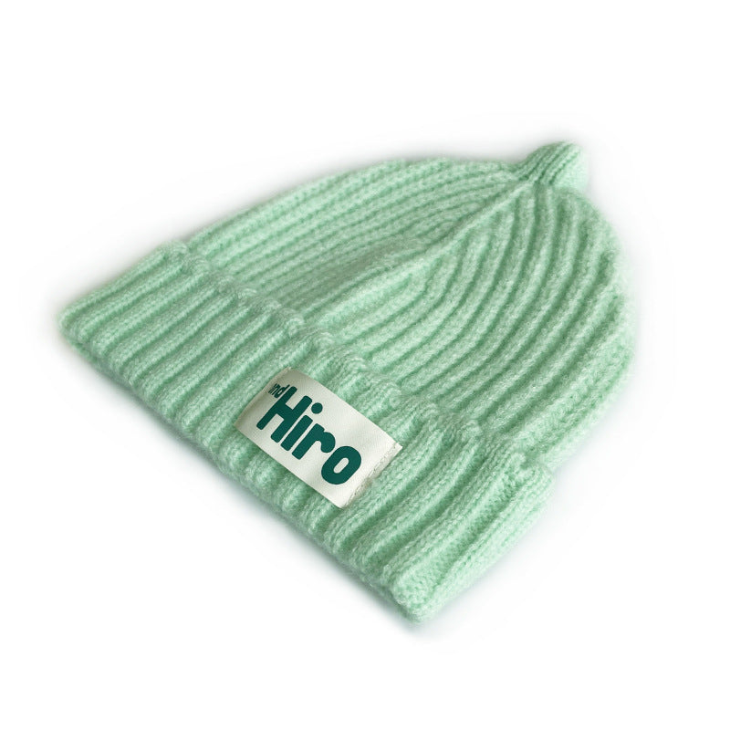 Children's Warm Knitted Fashion Letter Cloth Label Kids' Headwear