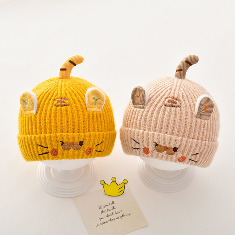 Hat Knitted Male Female Wool Infant Warm Earflaps Kids' Headwear