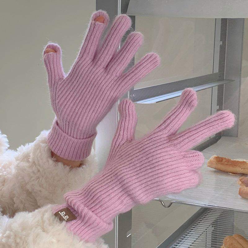 Women's Winter Wool Touch Screen Warm Korean Gloves