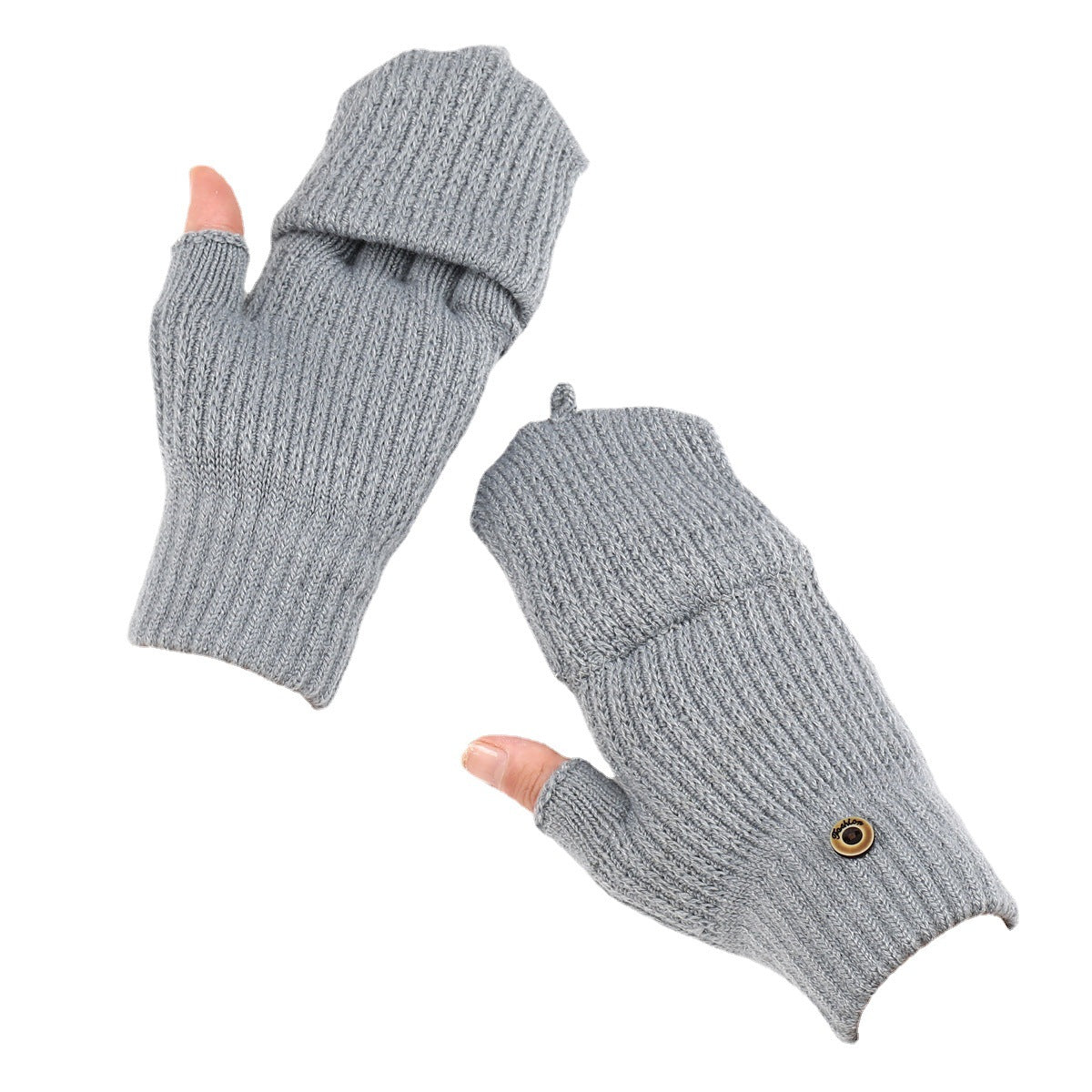 Women's & Men's Striped Flip Wool Keep Warm Half Finger Writing Fingerless Gloves