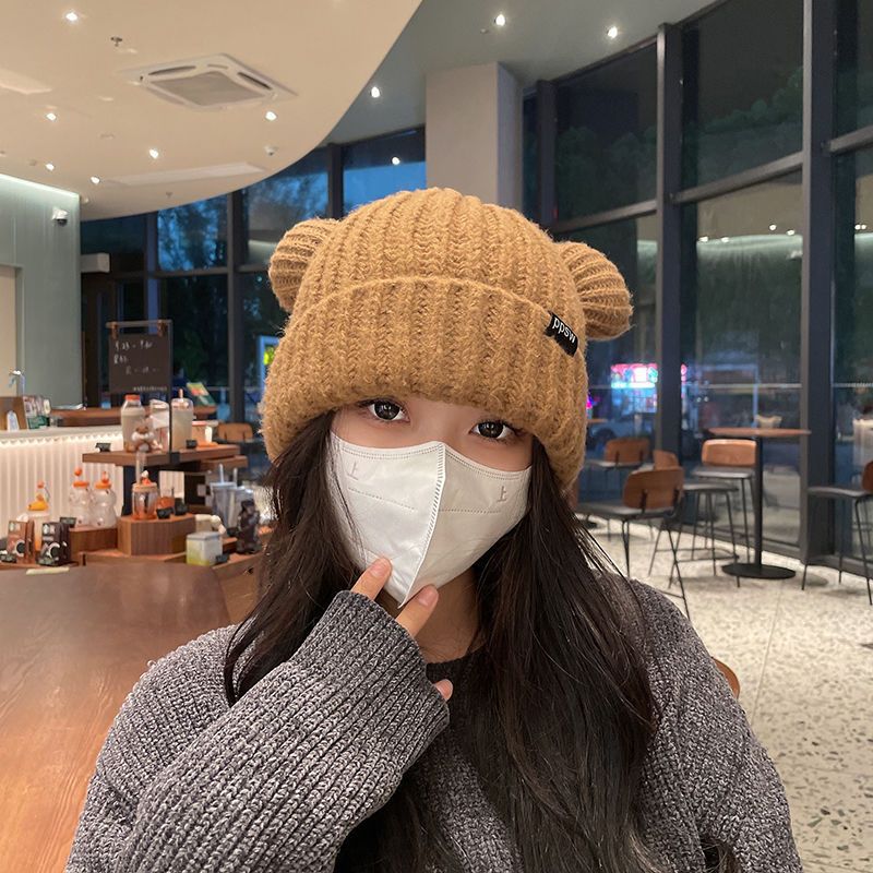 Women's Thickened Earflaps Knitted Hat Winter Cute Hats & Caps