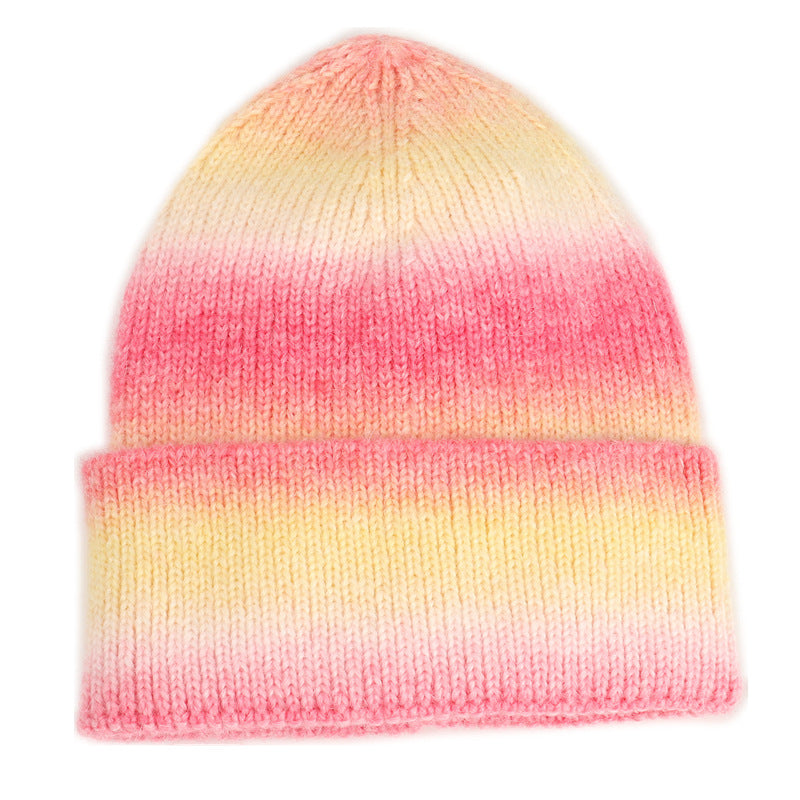 Women's Color Knitted Hat Rainbow Warm Thickened Hats & Caps