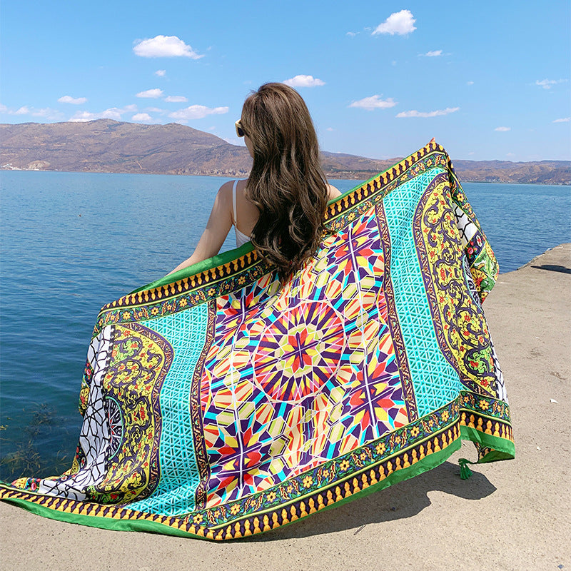 Ethnic Print Travel Outdoor Shawl Air-conditioned Scarfs