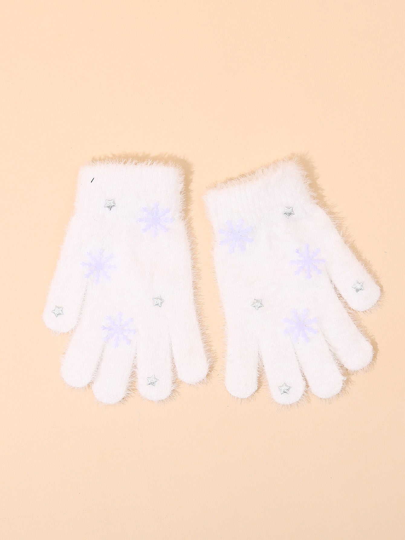 Woolen Knitted Printed Warm Mink Fur Gloves