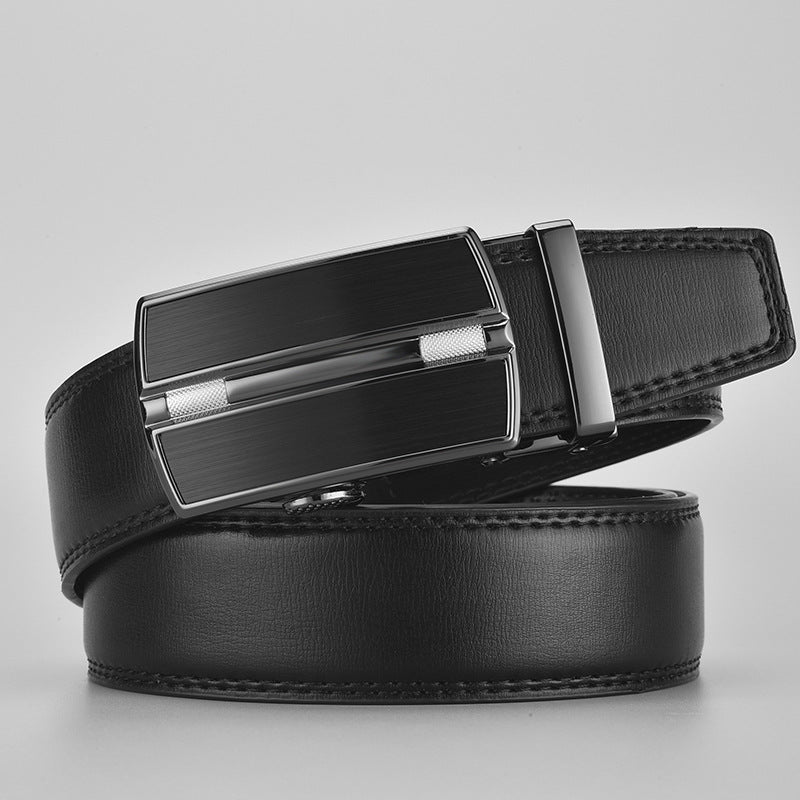 Men's Leather Business Cowhide Alloy Automatic Buckle Belts