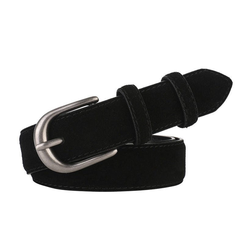 Women's & Men's Genuine Leather Korean Style Fashion Black Belts