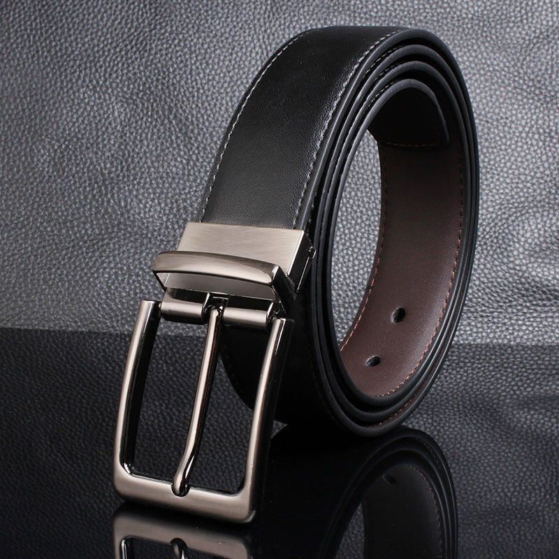 Men's Rotating Buckle Cowhide Pin Casual Double-sided Belts