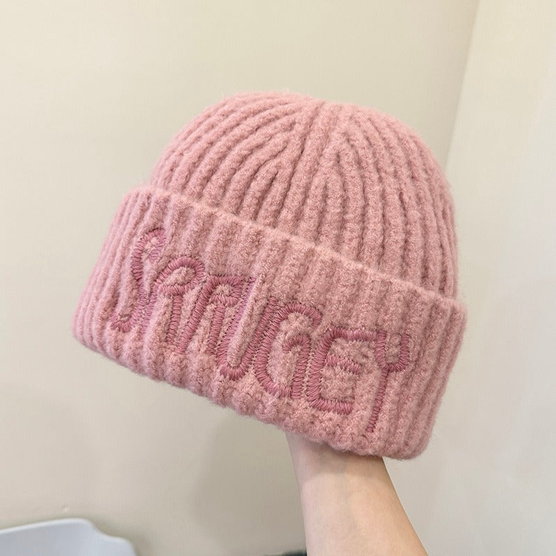 Embroidery Woolen Small Knitted Hat Pullover Keep Hats & Caps