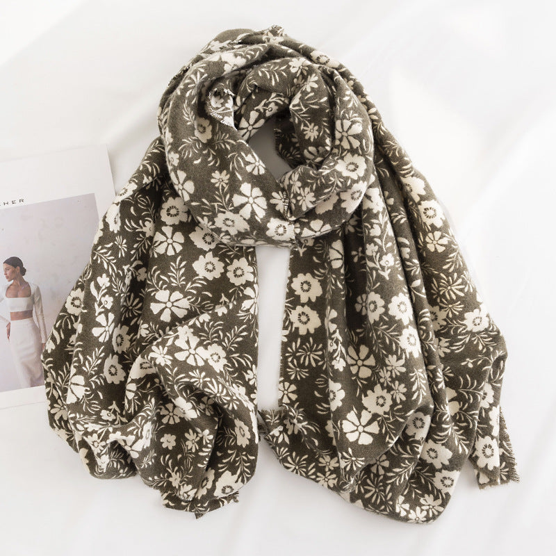 Women's Printed Fresh Little Daisy Artificial Cashmere Scarfs