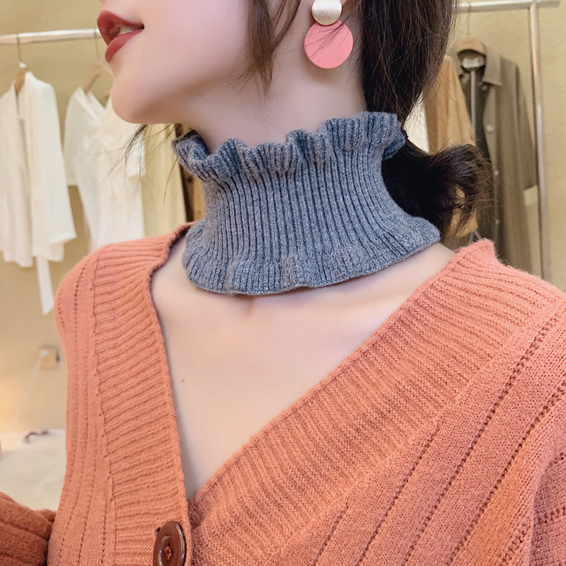 Women's Thin Knitted Closed Toe Pullover Wooden Ear Neck Scarfs