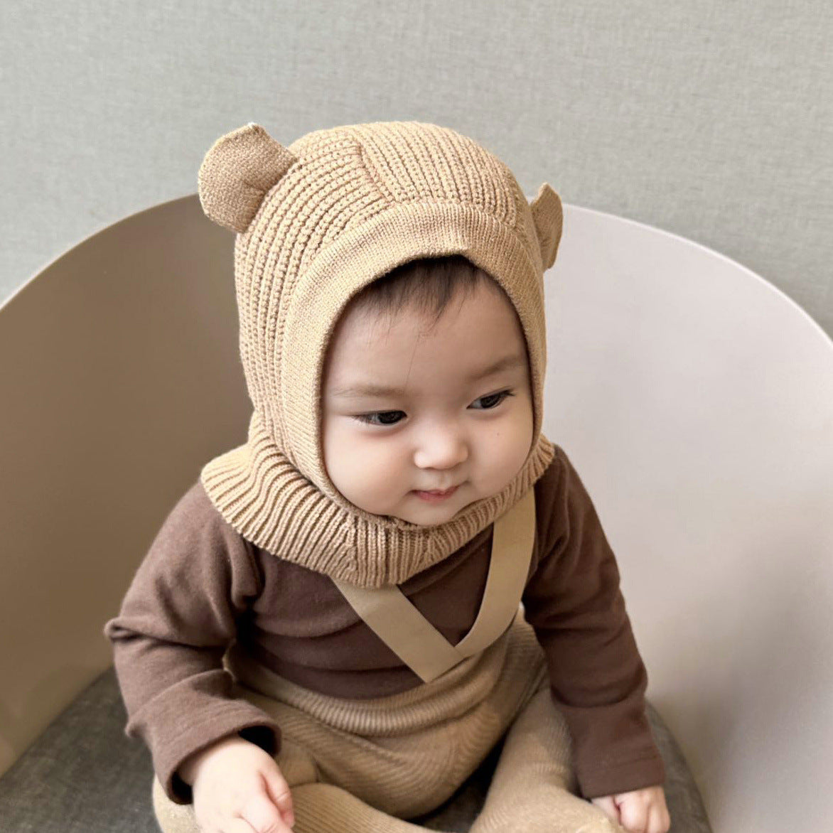 South Hat Integrated Winter Cute Bear Ear Kids' Headwear