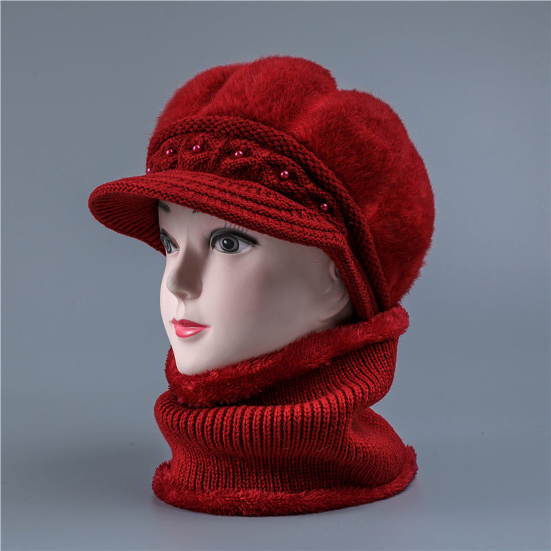 Women's Woolen For The Elderly Mother Rabbit Hats & Caps