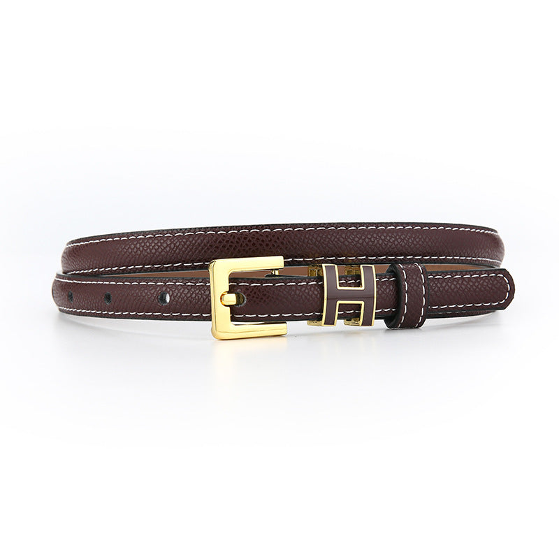 Women's Genuine Leather Letter Counter Thin Matching Belts