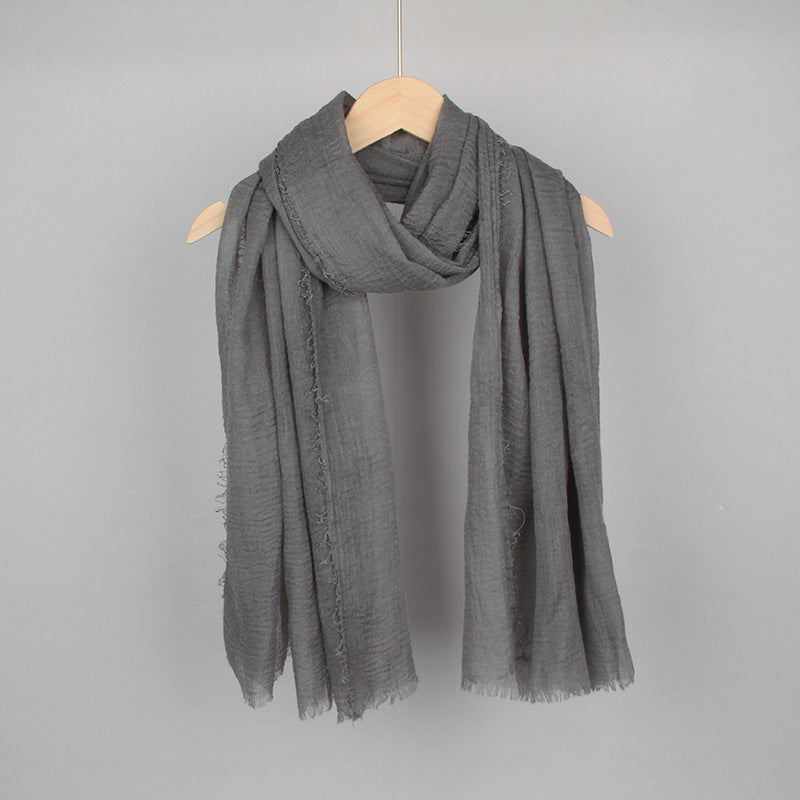 Women's Solid Color Cotton Linen Hair Towel Monochrome Scarfs