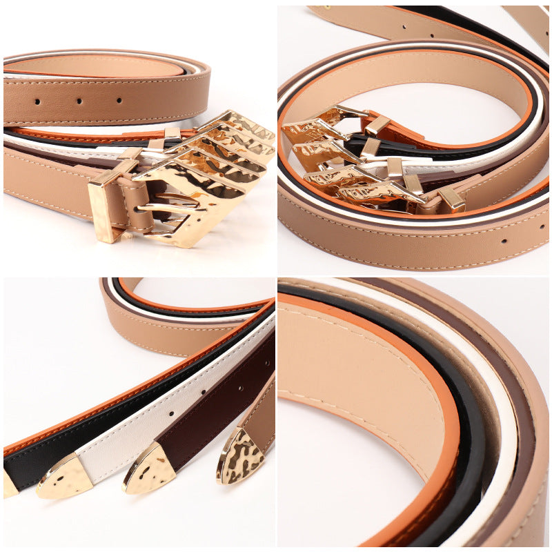 Women's Retro Simple Trendy Cool Alloy Buckle Belts