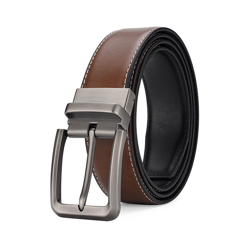 Men's Leather Business Rotating Alloy Pin Buckle Belts