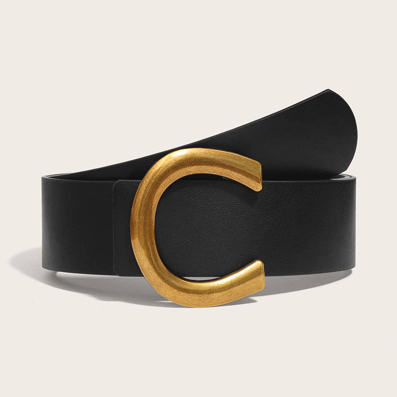 Sense Korean Fashion Buckle Niche Black Belts