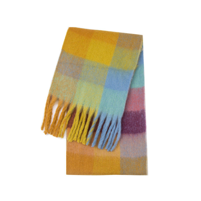 Women's Thick Color Thickened Double-sided Plaid Bib Scarfs