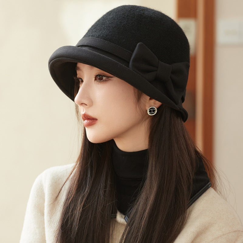 Women's Woolen Fisherman Hat Korean Fashion Elegant Warm Bucket Temperament Hats & Caps