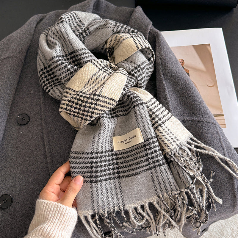 Women's Striped Plaid Talma Elegant Style Warm Scarfs