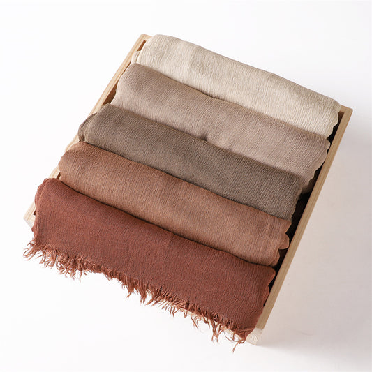 Women's Pleated Solid Color Rayon Split Breathable Scarfs