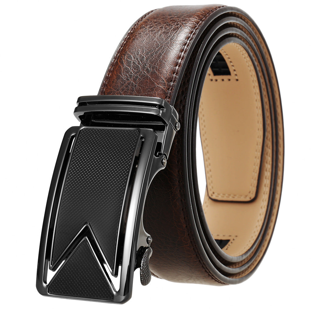 Men's Leather Cowhide Automatic Buckle Pants Korean Belts