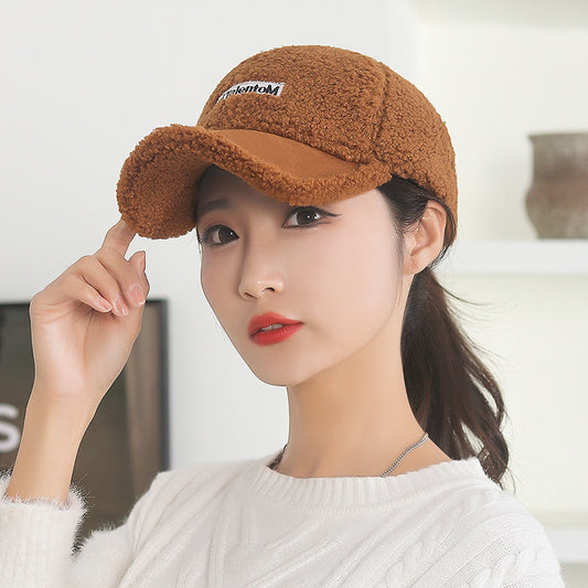 Women's Fashion Embroidered Warm Lamb Fur Peaked Hats & Caps