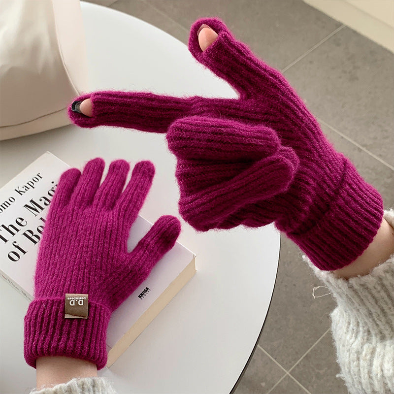 Women's Winter Wool Touch Screen Warm Korean Gloves